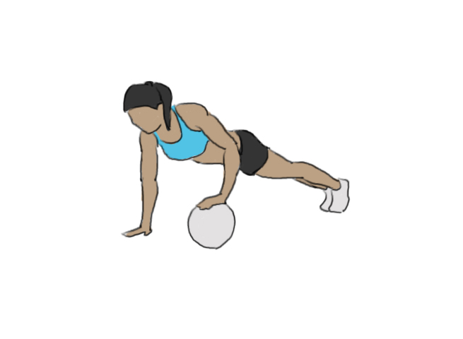 Pompes avec une balle sous un bras
