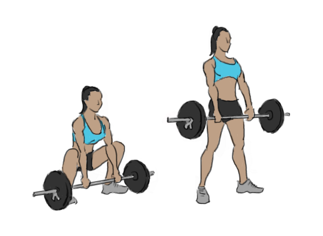 Sumo deadlift à la barre