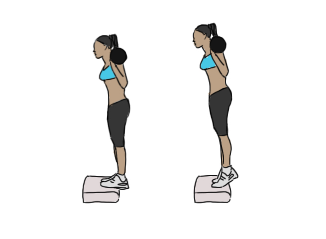 Mollets sur step avec barre