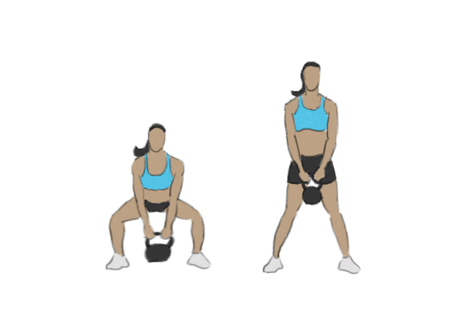 Sumo deadlift avec kettlebell