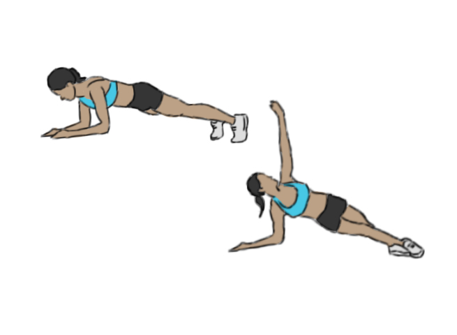 Gainage bas avec rotation