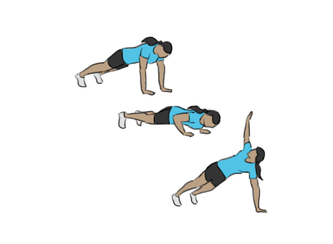 Pompes avec rotation du buste