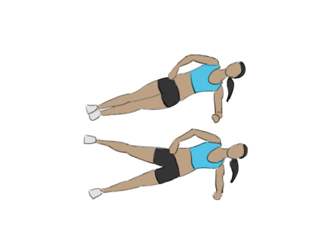 Planche avec adbuction de la hanche