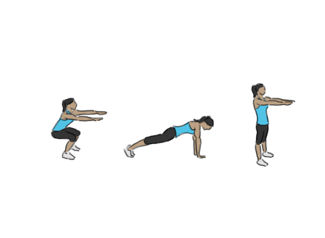 Squat à gainage haut à stand-up