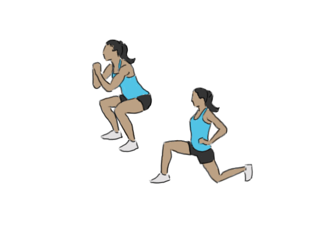 Squat puis fente