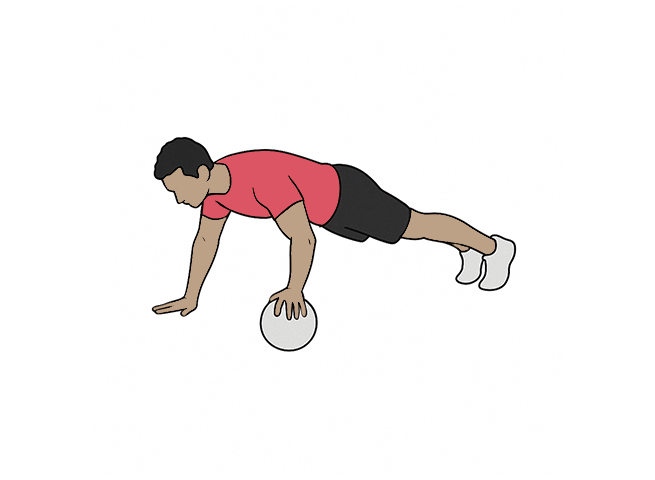 Pompes avec une balle sous un bras