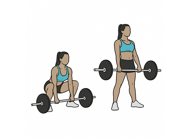 Sumo deadlift à la barre