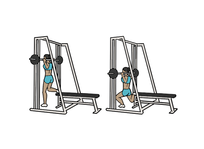 Squat bulgare à la Smith machine