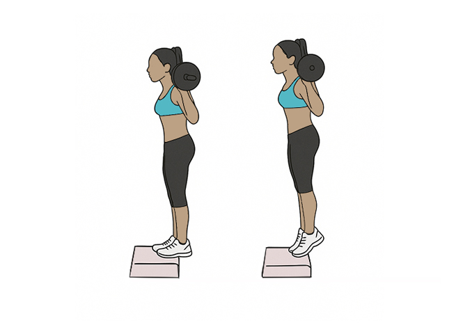 Mollets sur step avec barre
