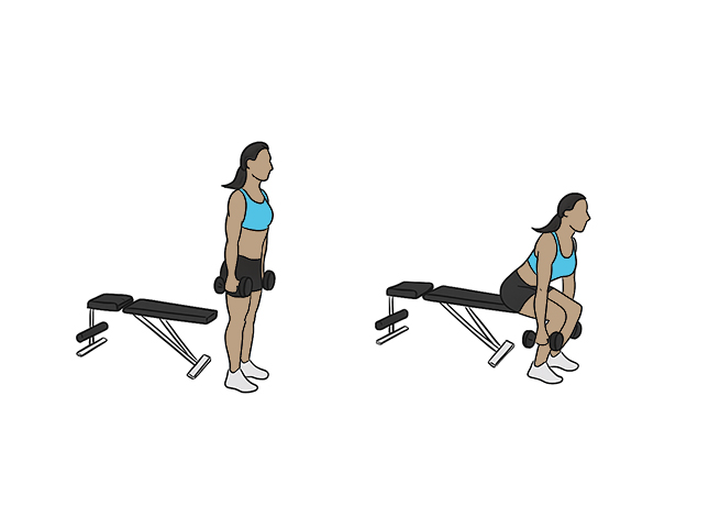 Box squat avec haltères