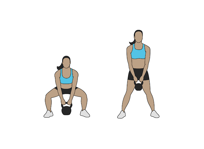 Sumo deadlift avec kettlebell