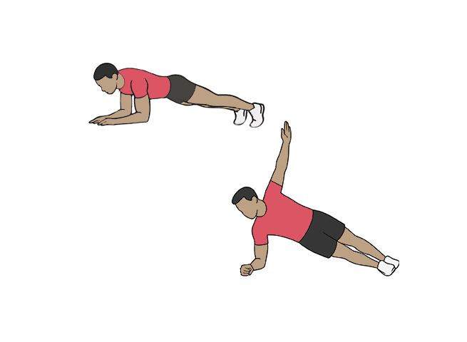 Gainage bas avec rotation