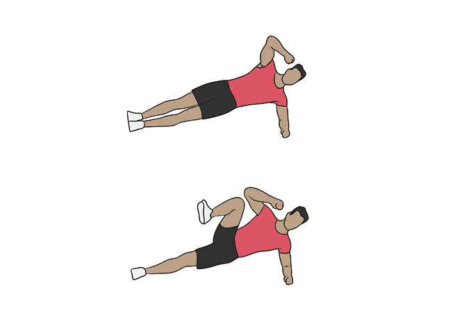 Gainage sur le côté avec montée de genoux