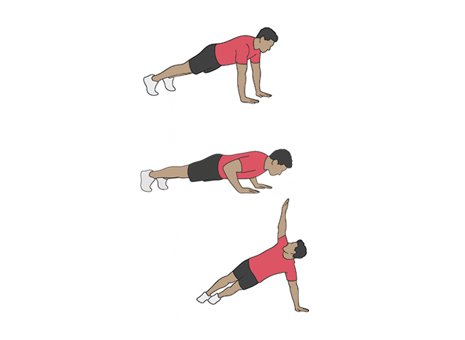 Pompes avec rotation du buste