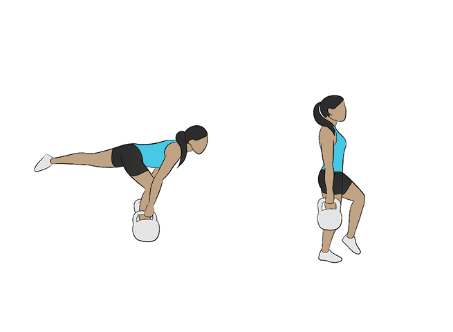 Deadlift avec kettlebell sur une jambe