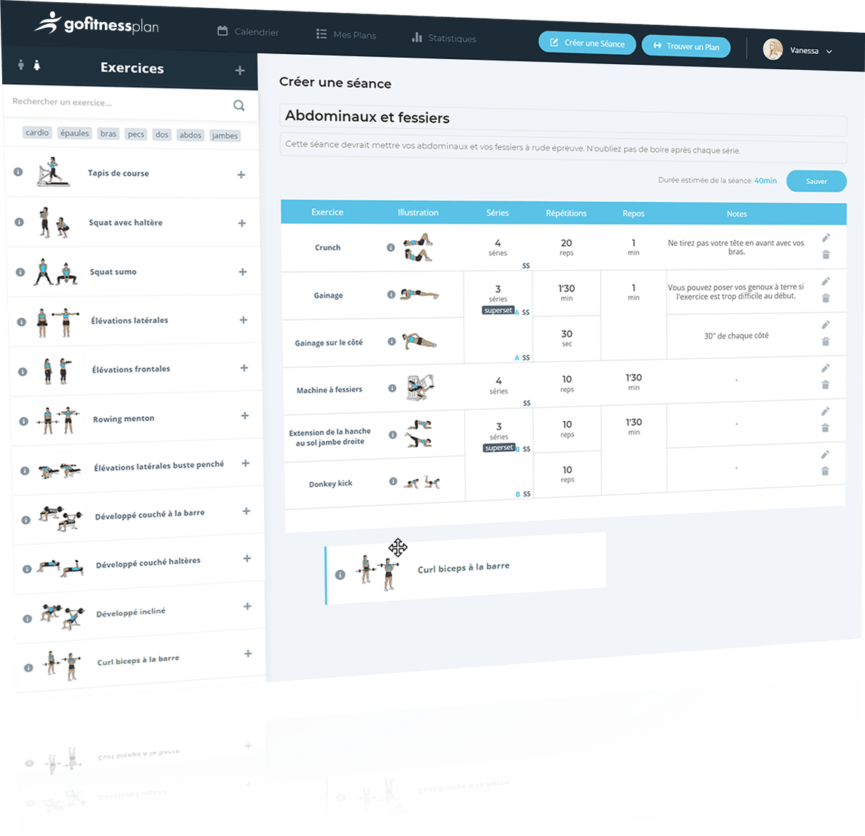 Écran de créations de plans